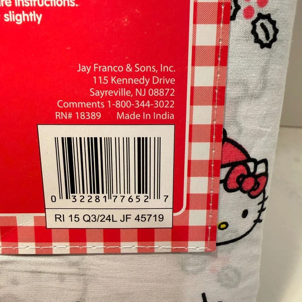 Hello Kitty Sanrio White 100% Cotton 4 Piece Full Sheet Set NEW Holiday Kids Bed